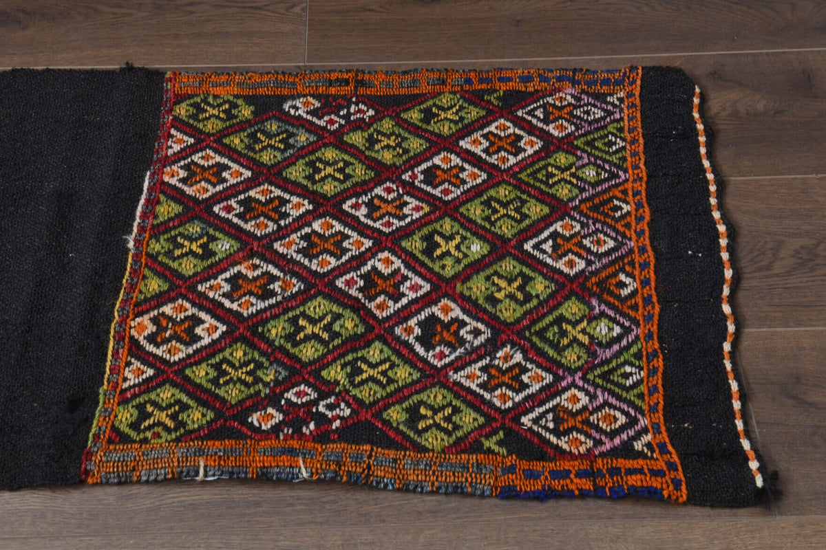 El yapımı vintage yolluk 51x259 cm oryantal desenli yün