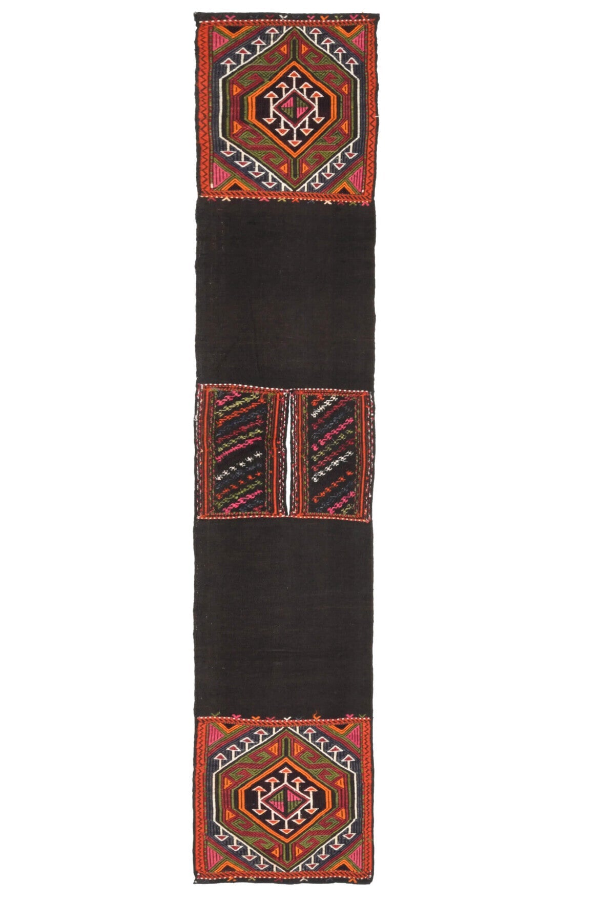 El yapımı vintage yolluk 51x269 cm oryantal desenli yün - detay görünümü