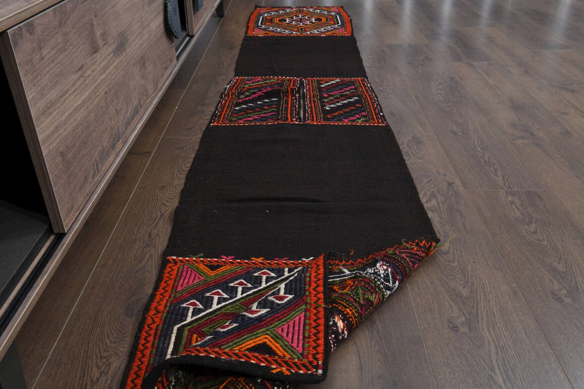 El yapımı vintage yolluk 51x269 cm oryantal desenli yün - mekan görünümü