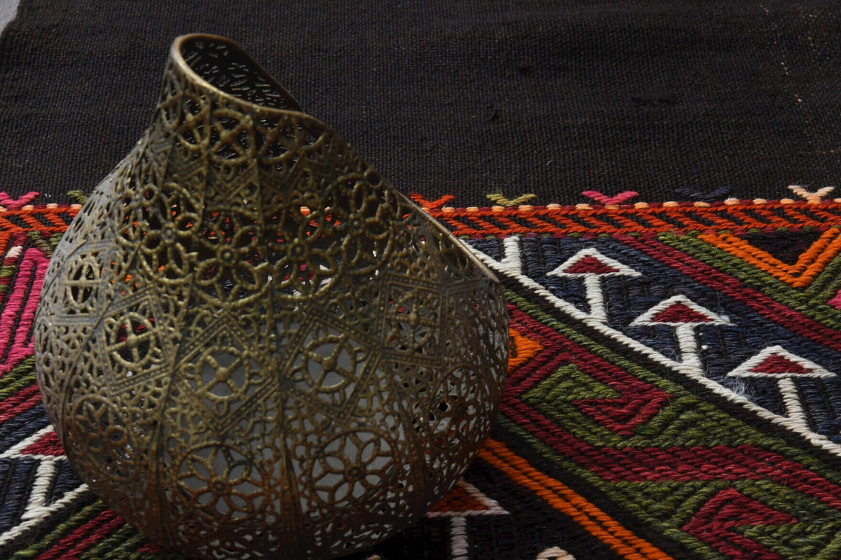 El yapımı vintage yolluk 51x269 cm oryantal desenli yün