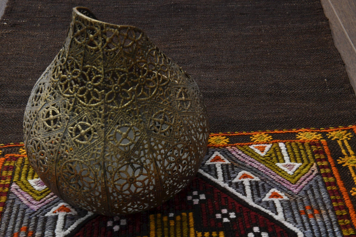 El yapımı vintage yolluk 48x216 cm oryantal desenli yün
