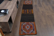 El yapımı vintage yolluk 48x241 cm oryantal desenli yün - detay görünümü