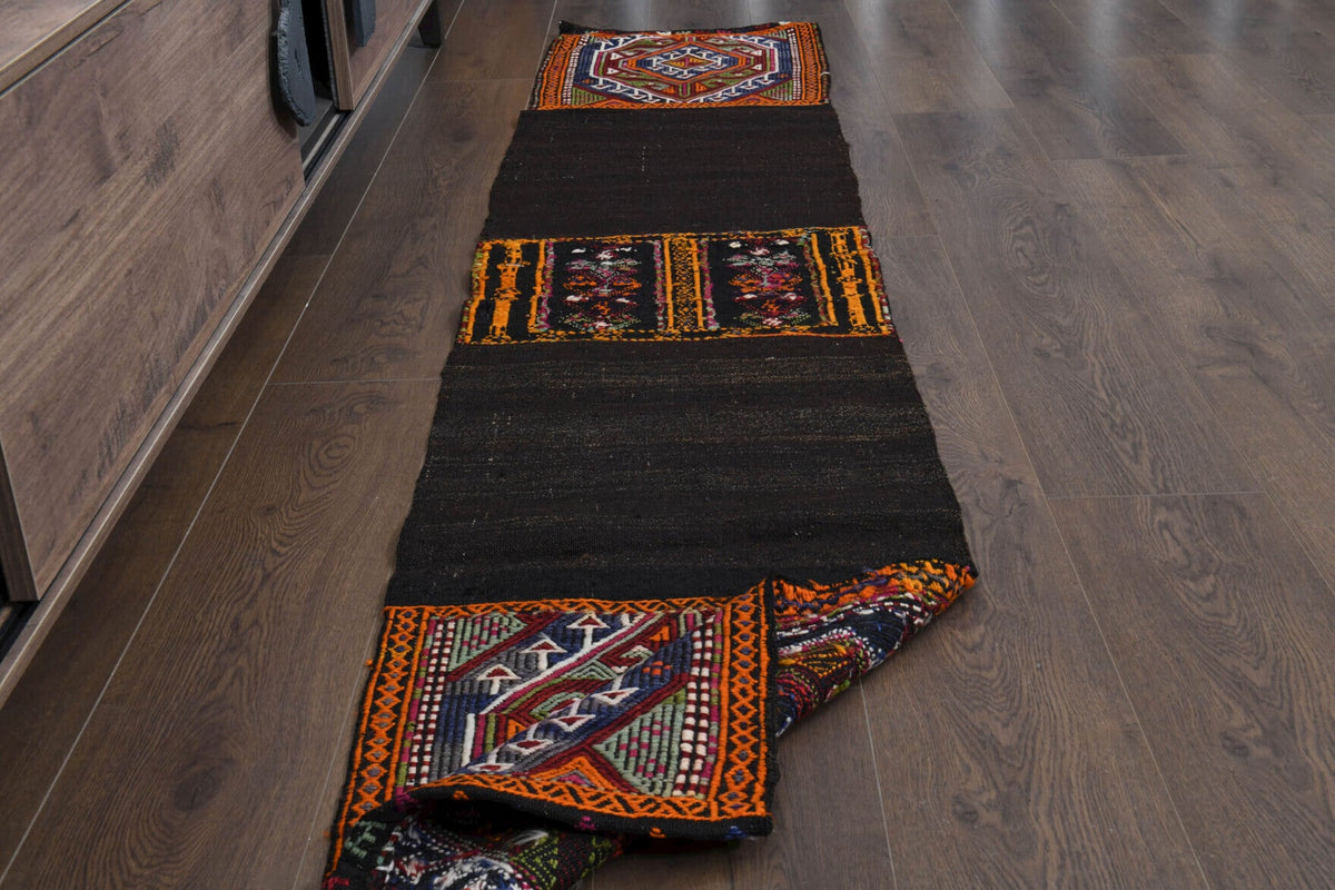El yapımı vintage yolluk 48x241 cm oryantal desenli yün - mekan görünümü