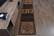 El yapımı vintage yolluk 51x226 cm oryantal desenli yün - detay görünümü