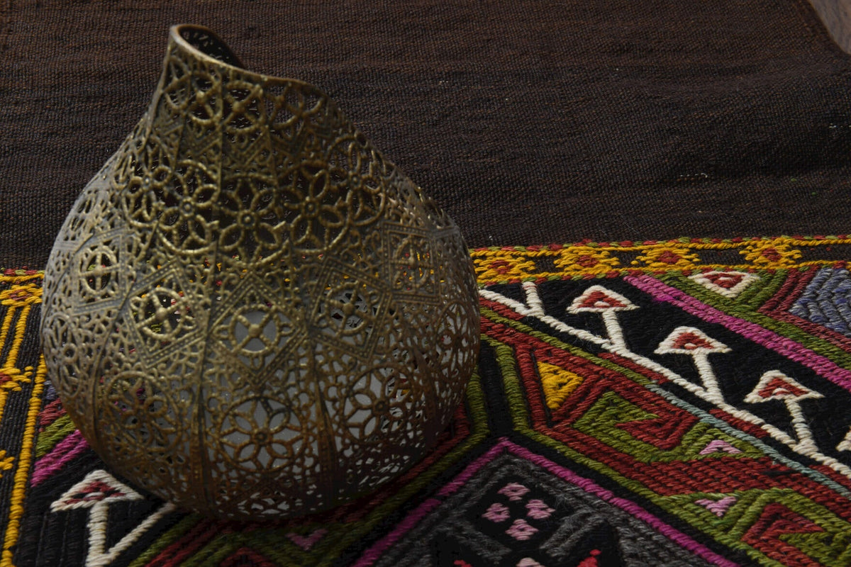 El yapımı vintage yolluk 51x226 cm oryantal desenli yün
