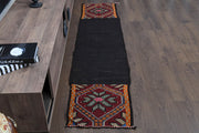 1960'lardan Anadolu kökenli oryantal desenli vintage kilim yolluk, 55x233 cm