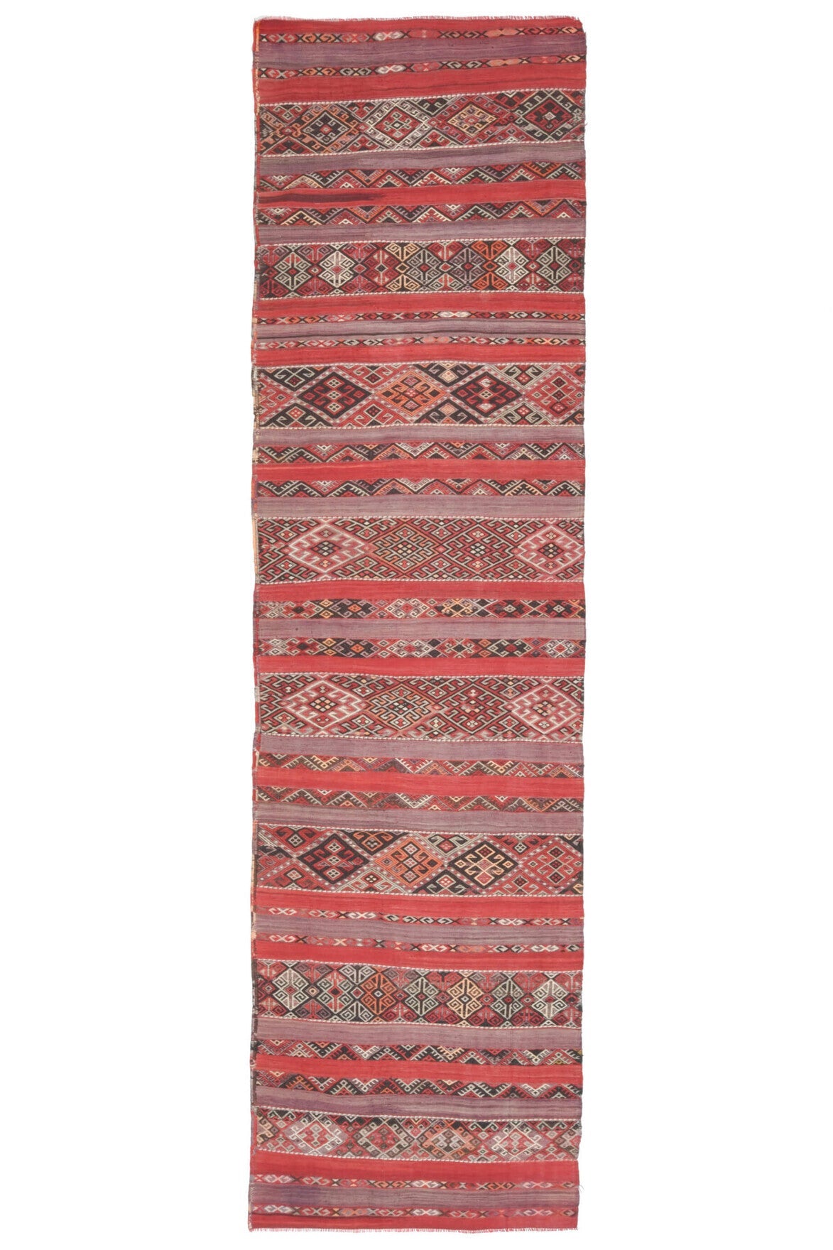 El yapımı vintage yolluk 86x307 cm oryantal desenli yün - detay görünümü