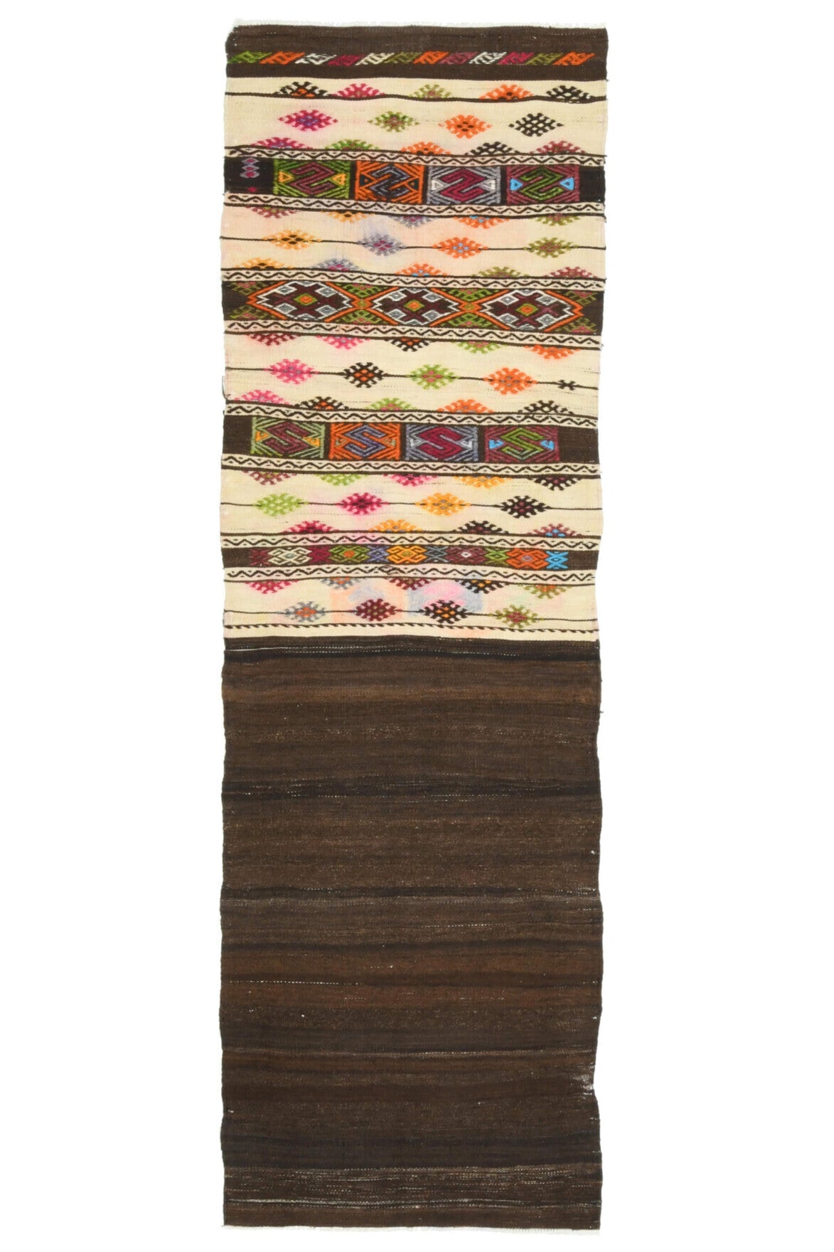 El yapımı vintage yolluk 64x211 cm oryantal desenli yün