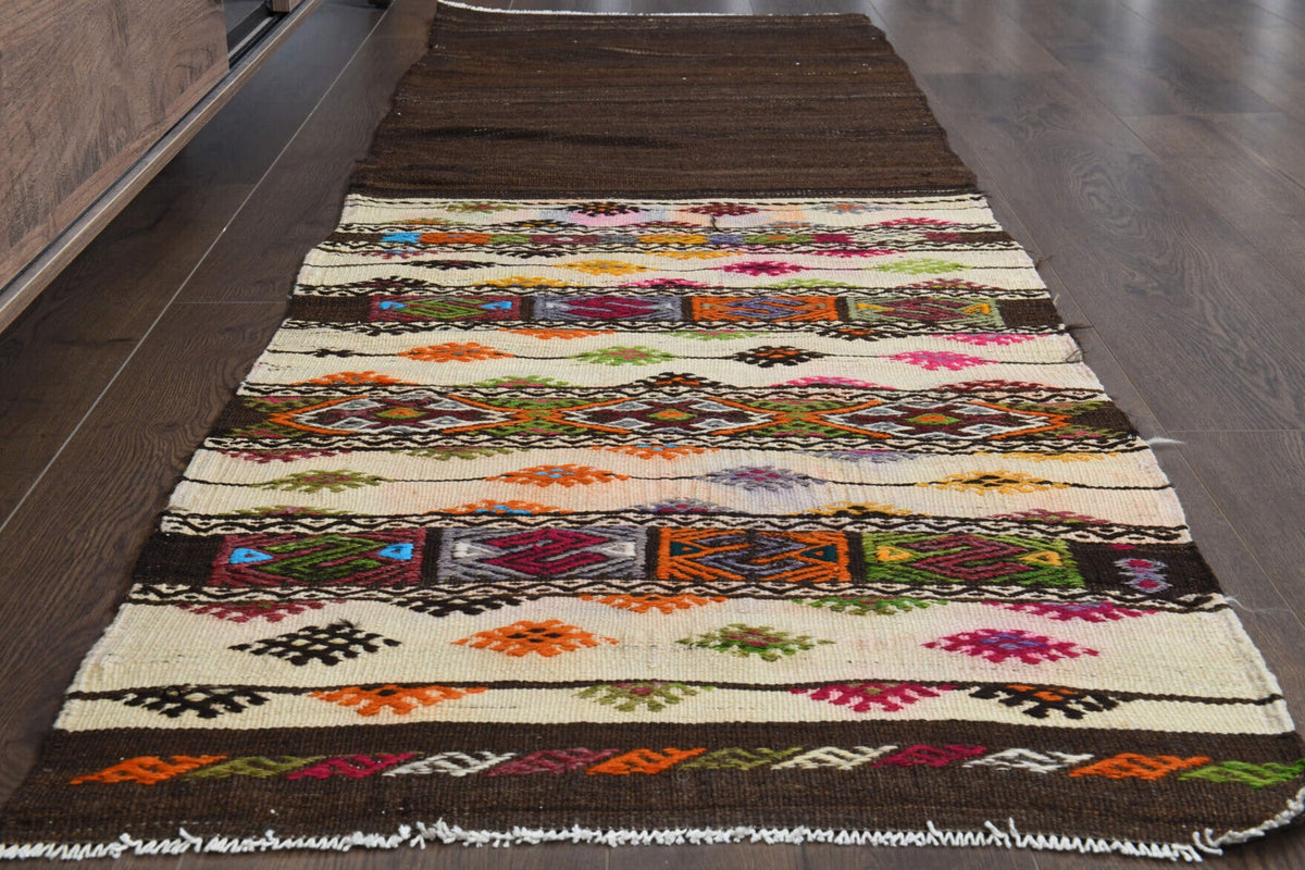 El yapımı vintage yolluk 64x211 cm oryantal desenli yün - mekan görünümü