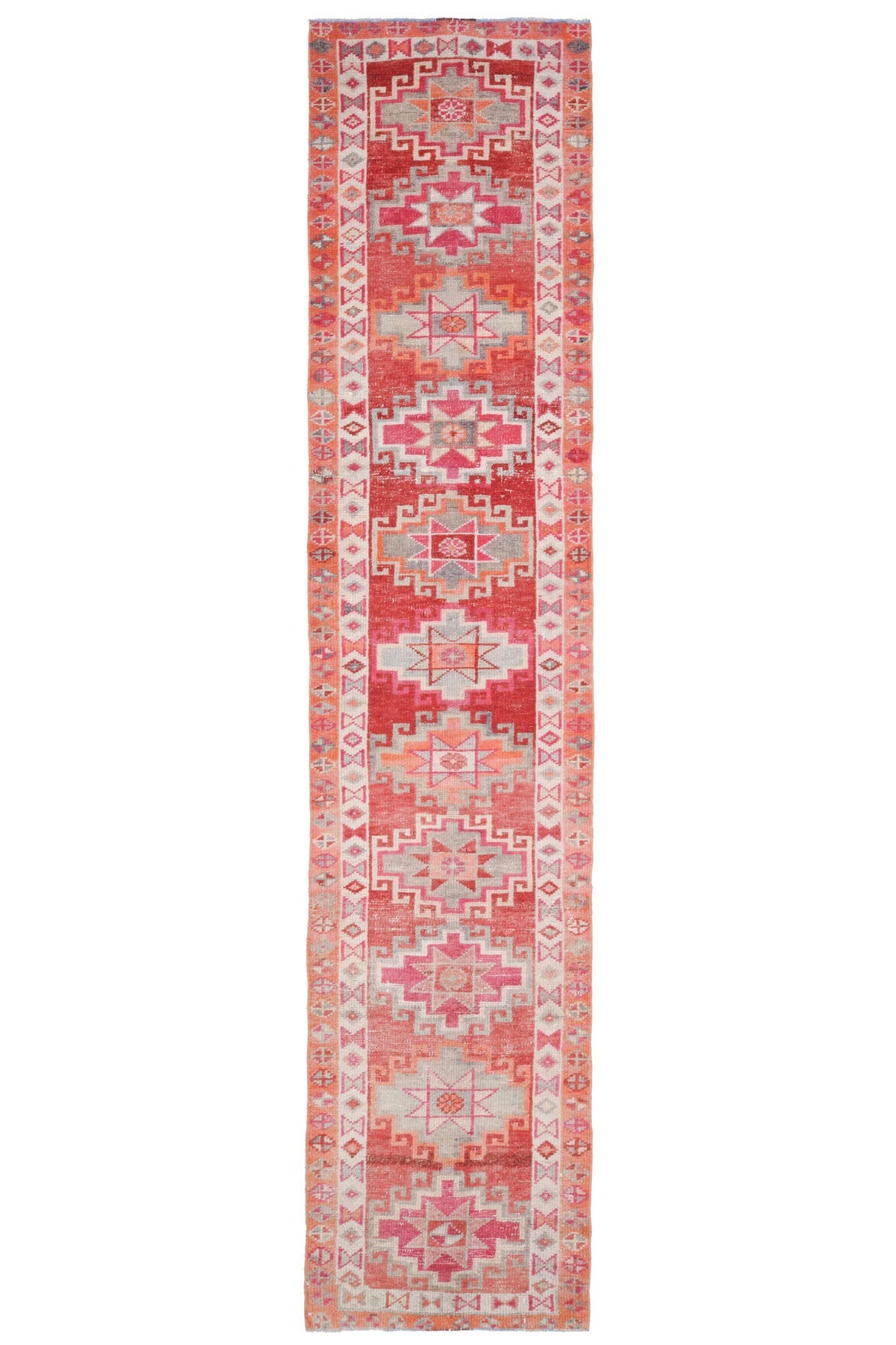 El yapımı vintage yolluk 64x211 cm oryantal desenli yün