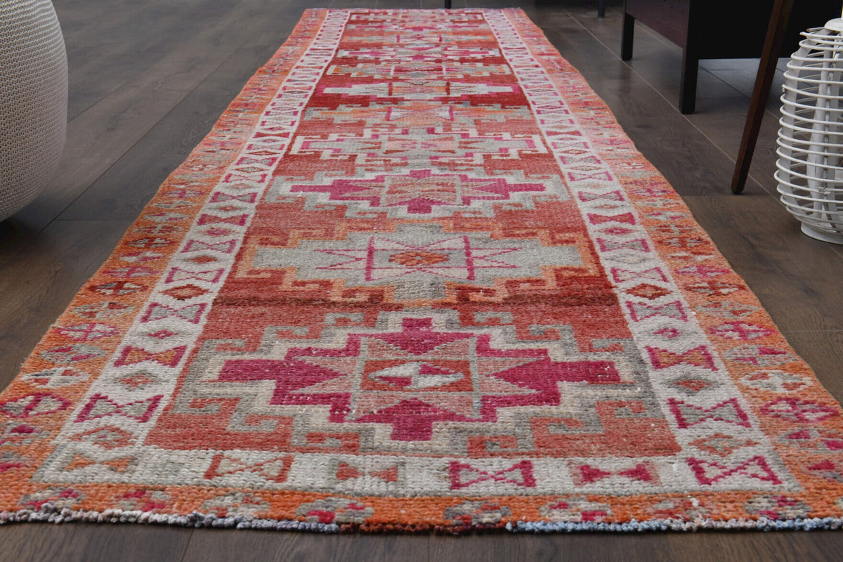 El yapımı vintage yolluk 64x211 cm oryantal desenli yün - desen detayı