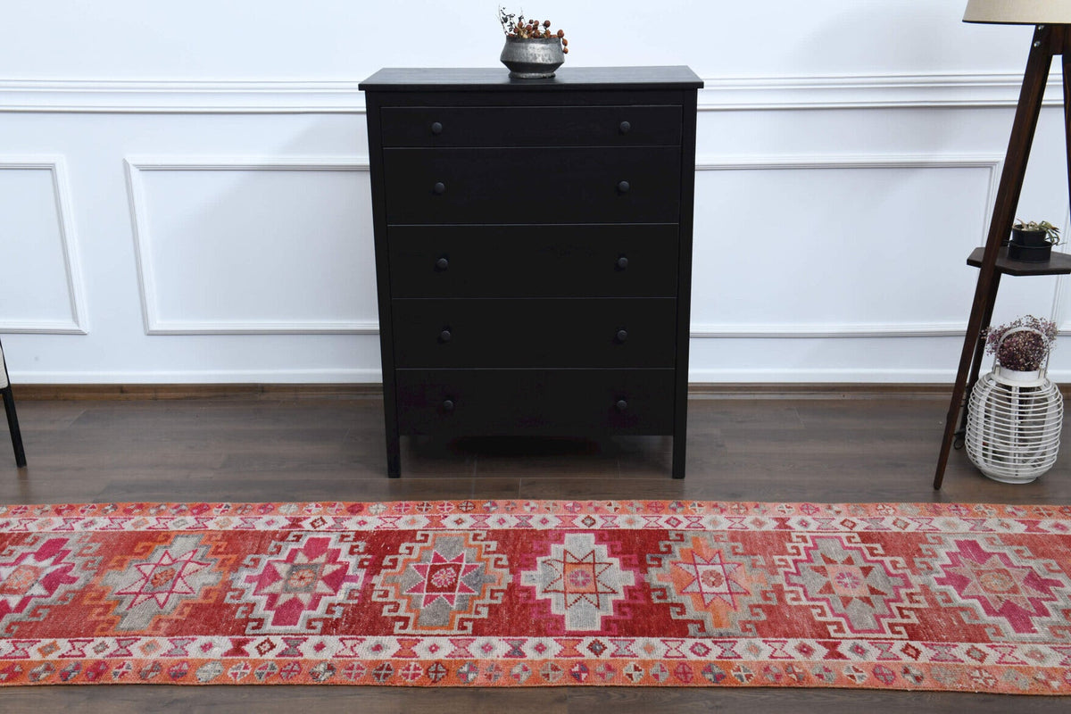 El yapımı vintage yolluk 64x211 cm oryantal desenli yün