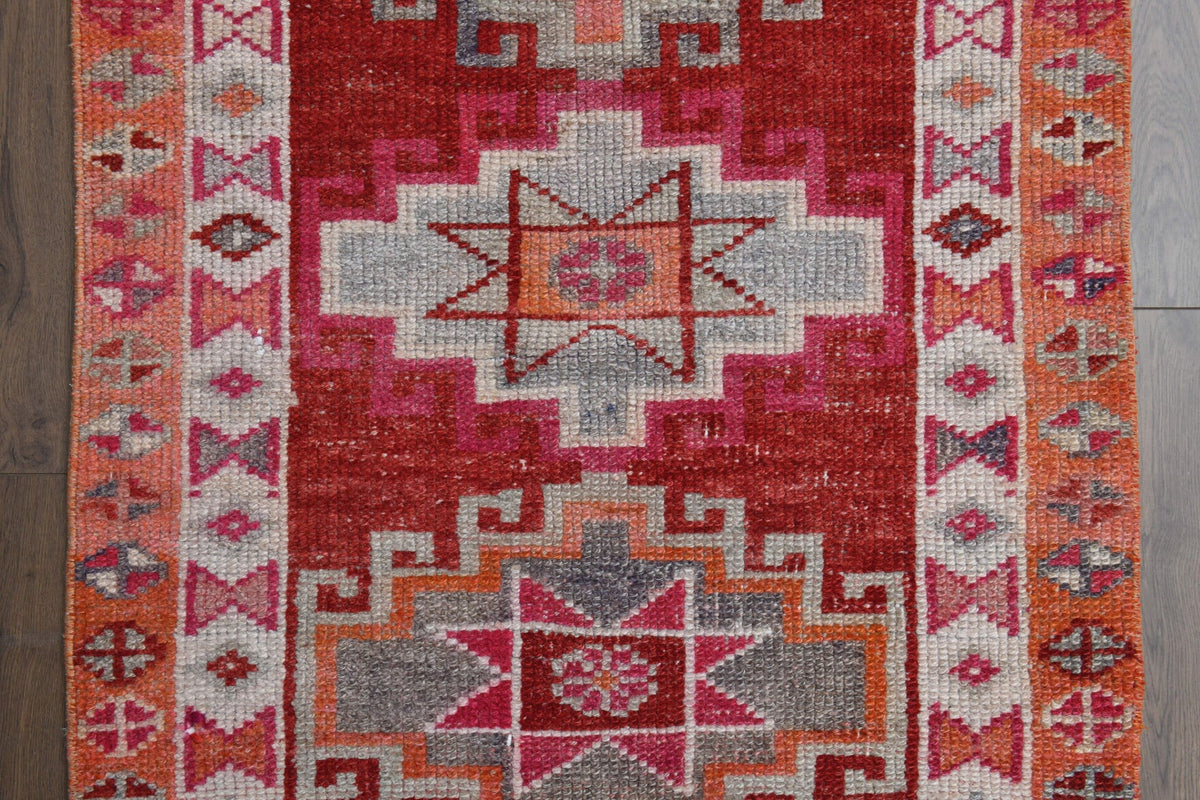 El yapımı vintage yolluk 64x211 cm oryantal desenli yün - açık alan görünümü
