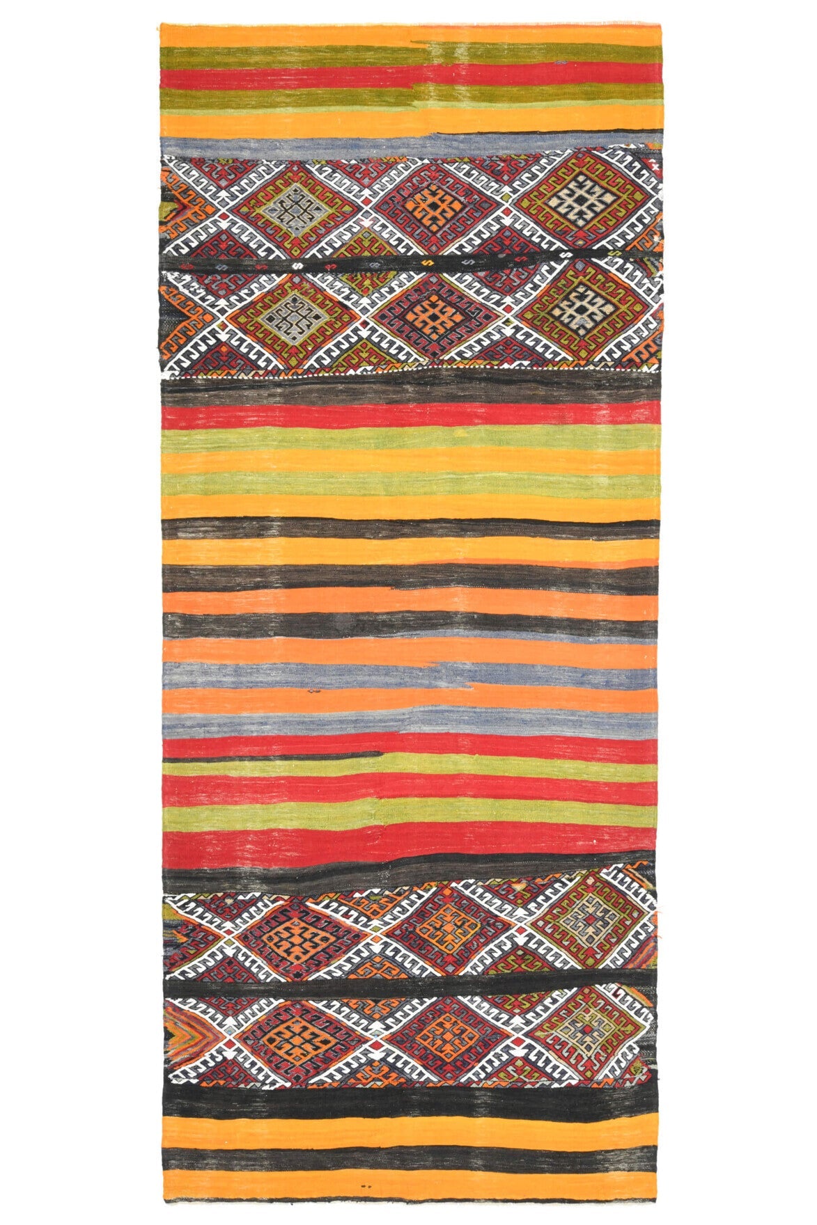 El yapımı vintage yolluk 122x305 cm oryantal desenli yün - detay görünümü