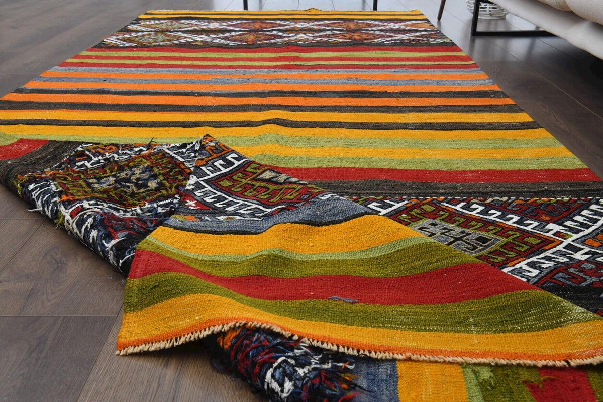 El yapımı vintage yolluk 122x305 cm oryantal desenli yün - desen detayı