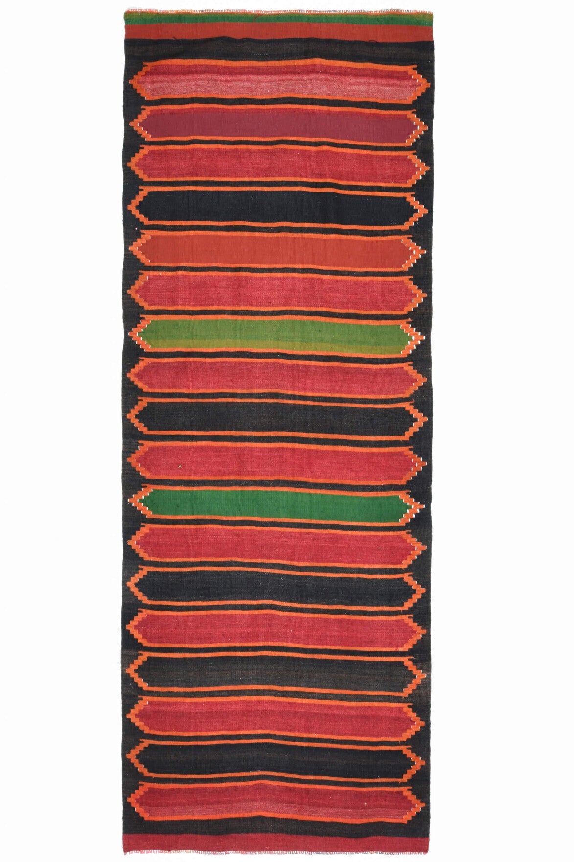 El yapımı vintage yolluk 119x330 cm oryantal desenli yün - detay görünümü
