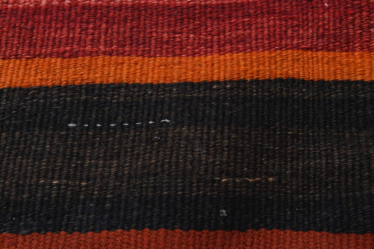 El yapımı vintage yolluk 119x330 cm oryantal desenli yün - kenar ve saçak detayı