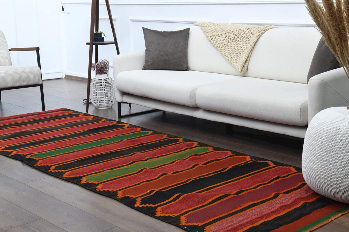 El yapımı vintage yolluk 119x330 cm oryantal desenli yün - farklı açıdan görünüm