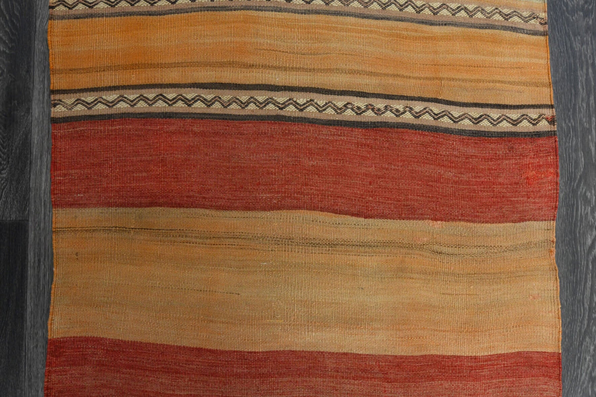 El yapımı vintage yolluk 81x284 cm oryantal desenli yün - üstten görünüm