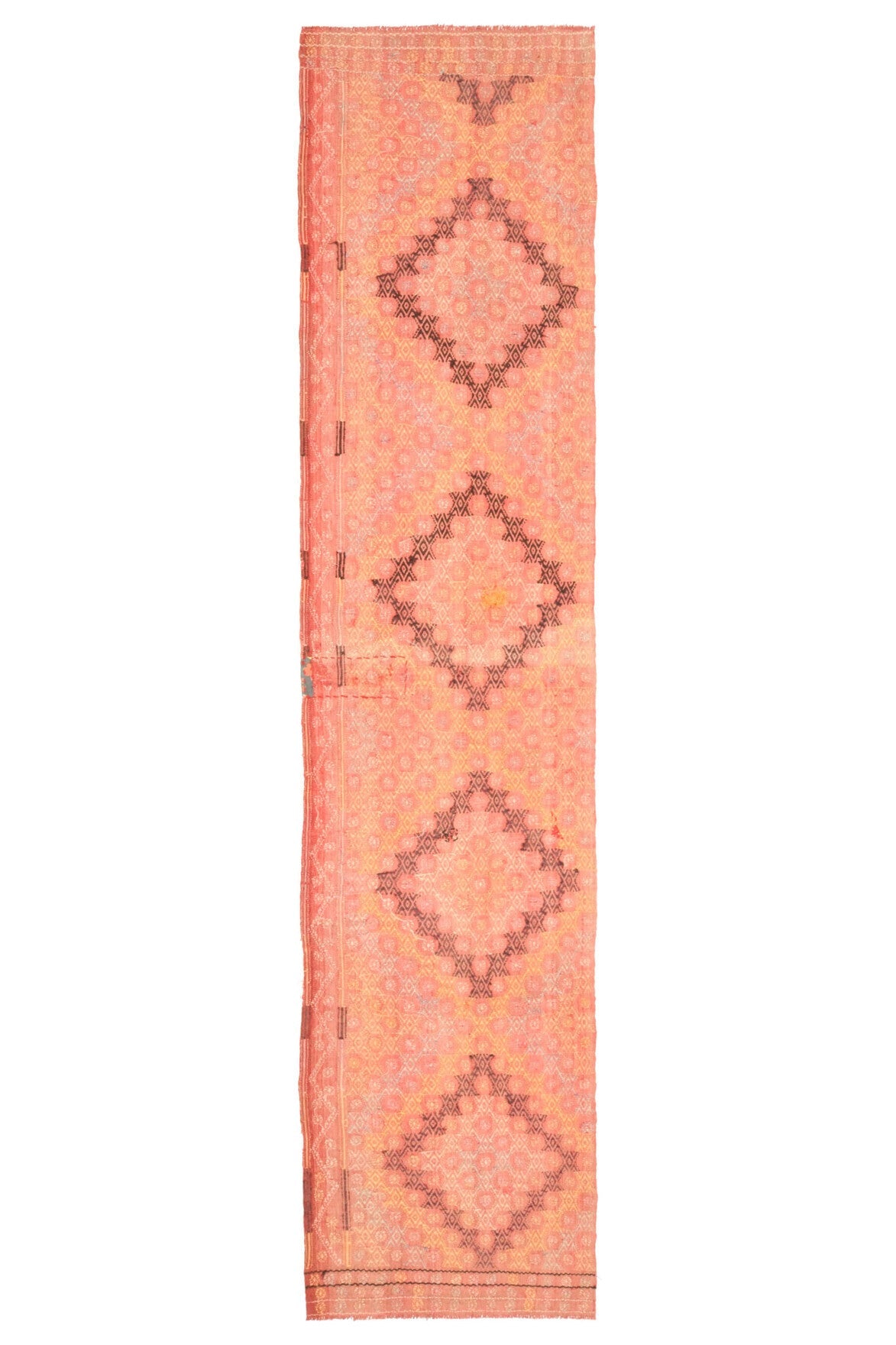 El yapımı vintage yolluk 71x315 cm oryantal desenli yün