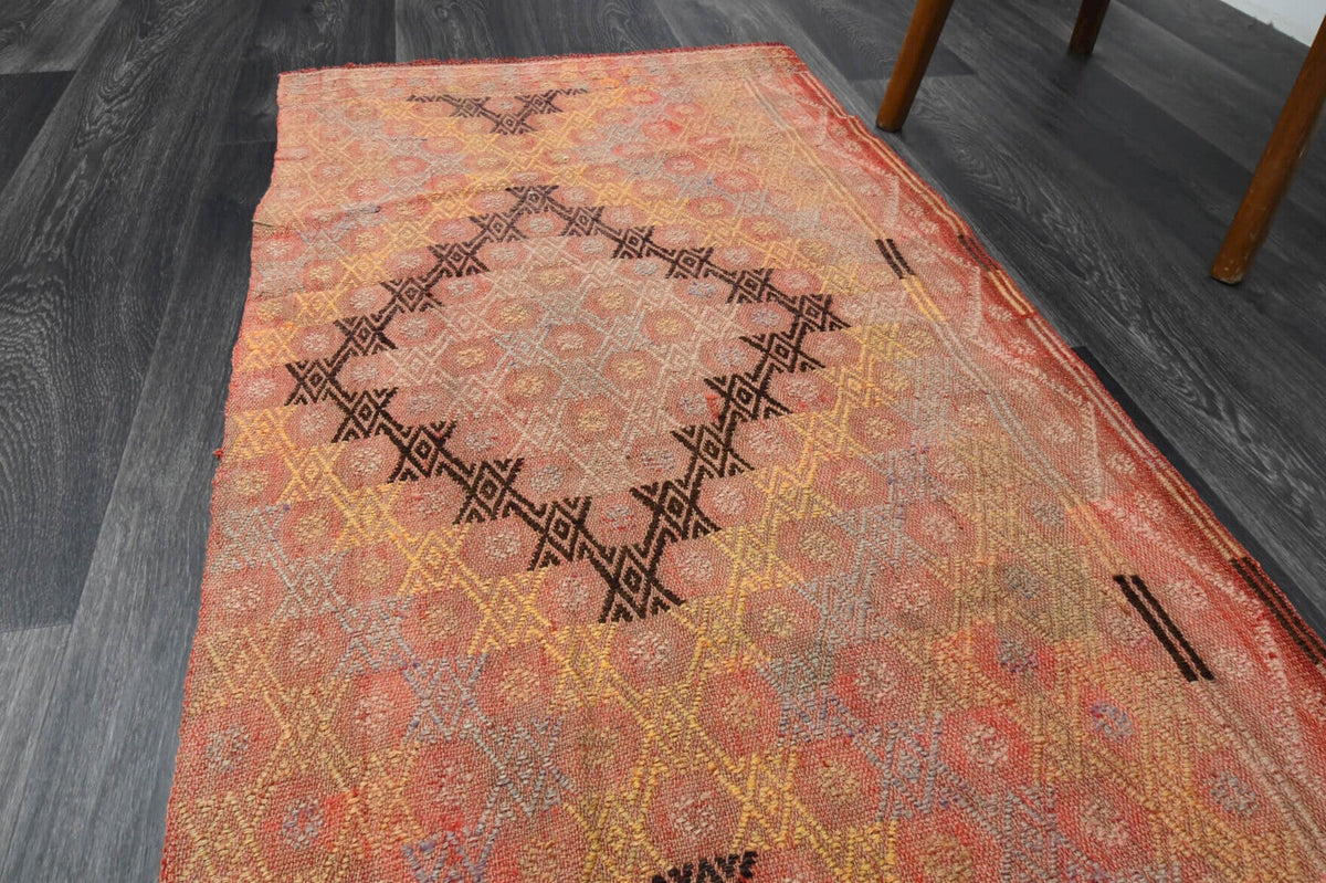 El yapımı vintage yolluk 71x315 cm oryantal desenli yün - desen detayı