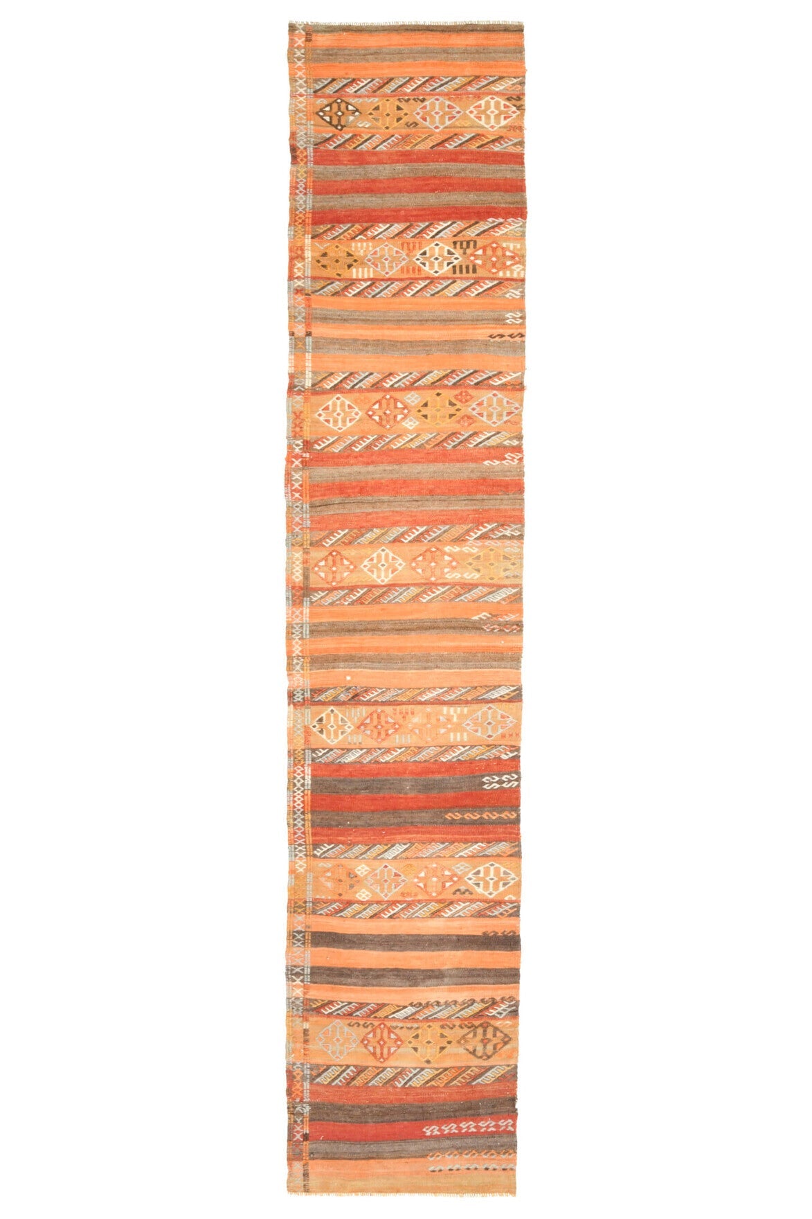 El yapımı vintage yolluk 61x307 cm oryantal desenli yün