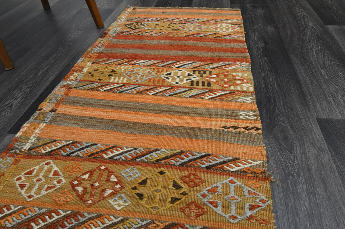 El yapımı vintage yolluk 61x307 cm oryantal desenli yün - mekan görünümü