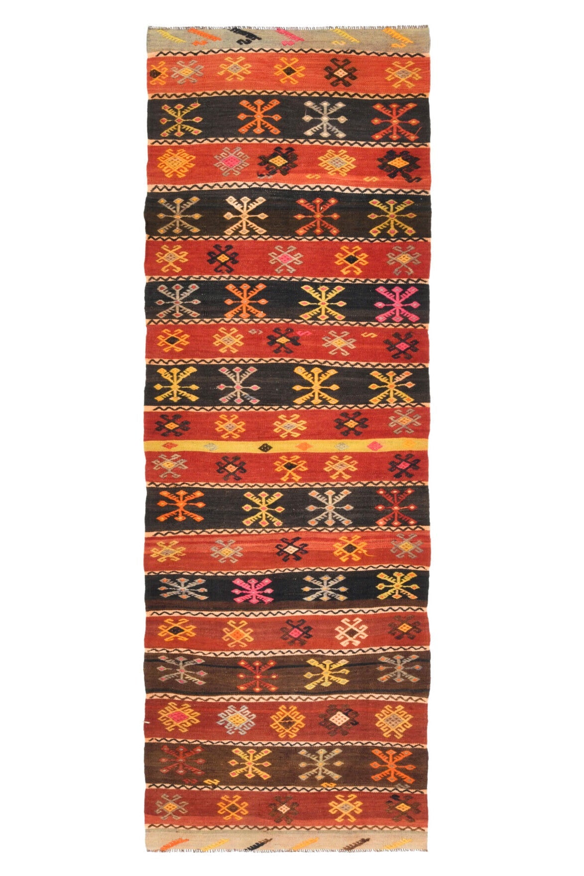 El yapımı vintage yolluk 86x244 cm oryantal desenli yün