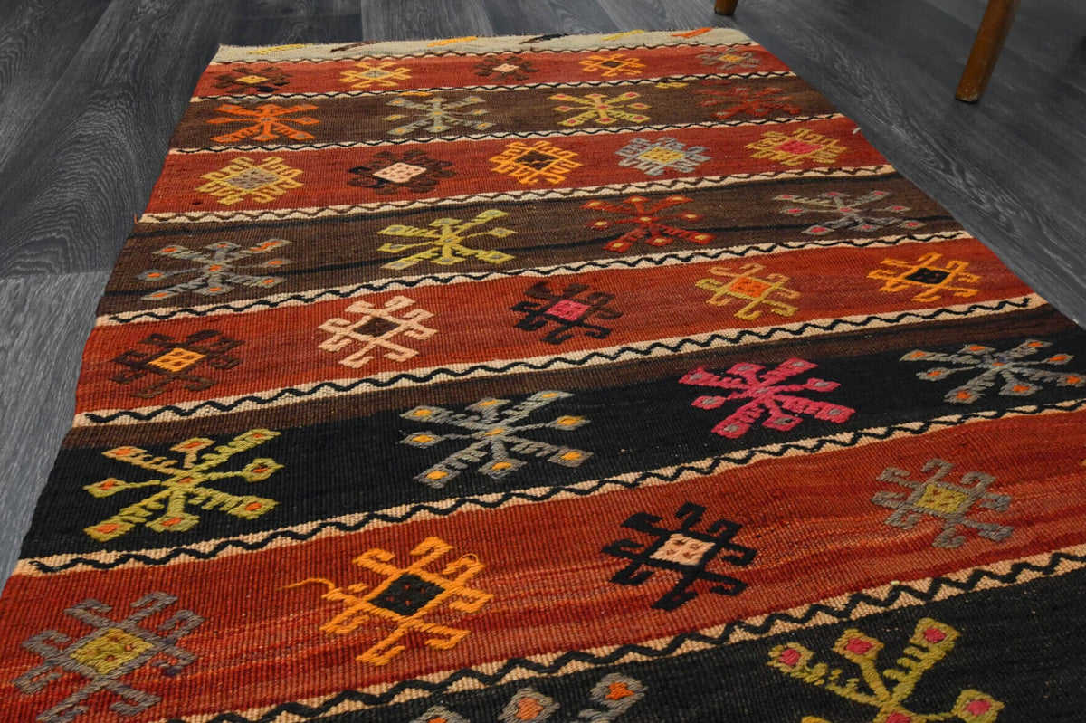 El yapımı vintage yolluk 86x244 cm oryantal desenli yün - desen detayı