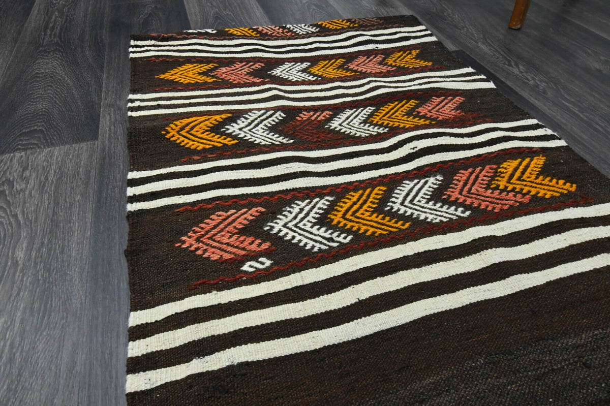 El yapımı vintage yolluk 76x224 cm oryantal desenli yün - desen detayı