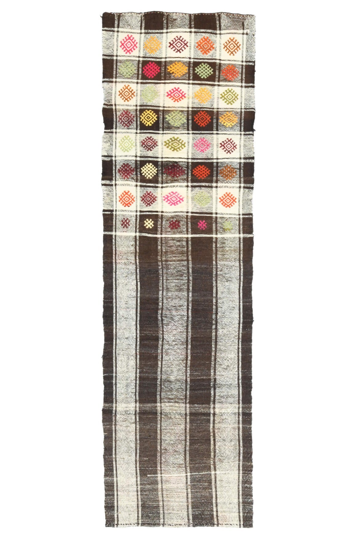 El yapımı vintage yolluk 64x224 cm oryantal desenli yün