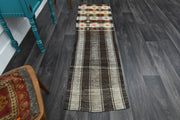 El yapımı vintage yolluk 64x224 cm oryantal desenli yün - detay görünümü