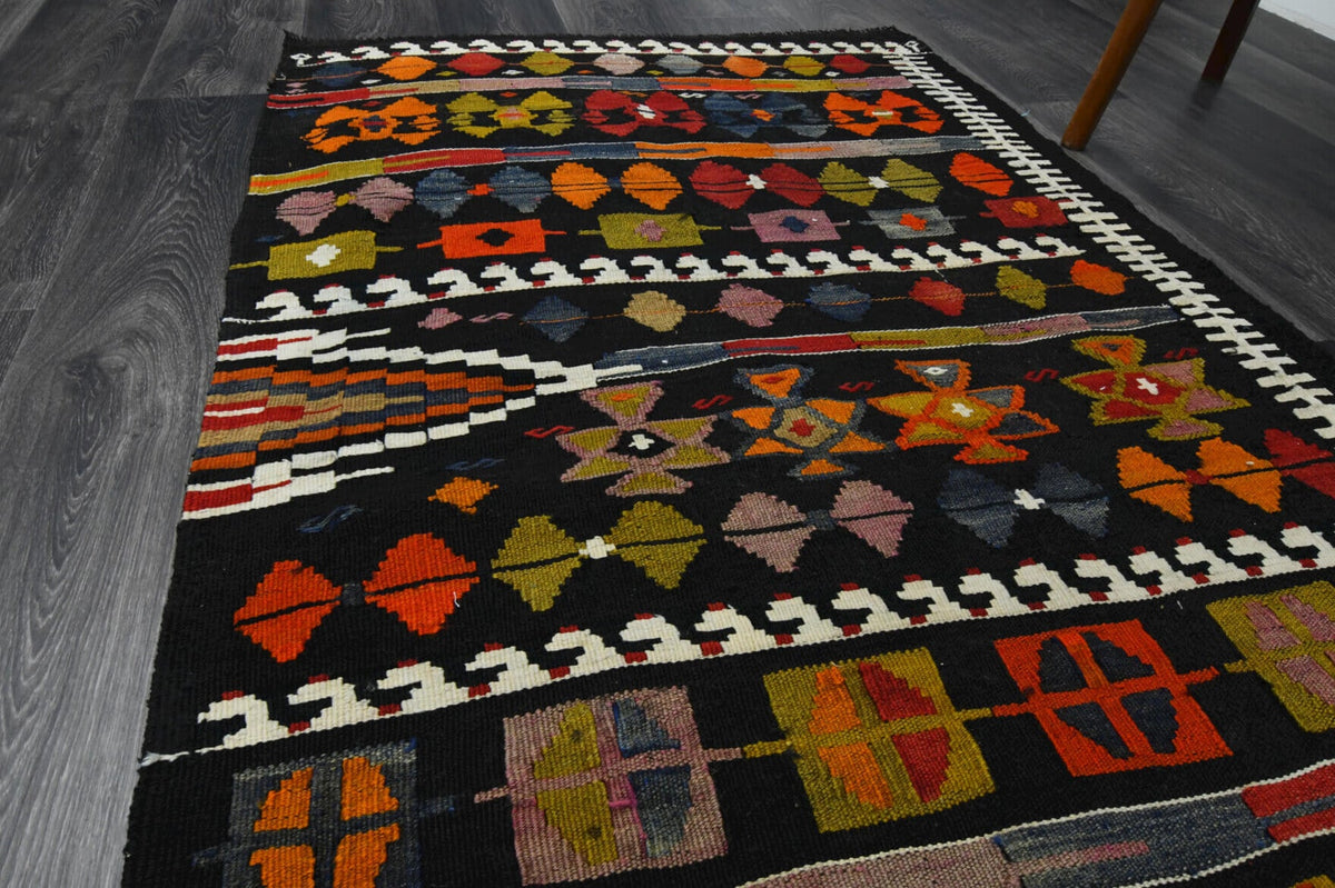 El yapımı vintage yolluk 102x351 cm oryantal desenli yün - desen detayı