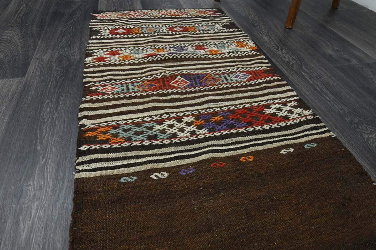 Turkish Kilim Runner Rug Ikat