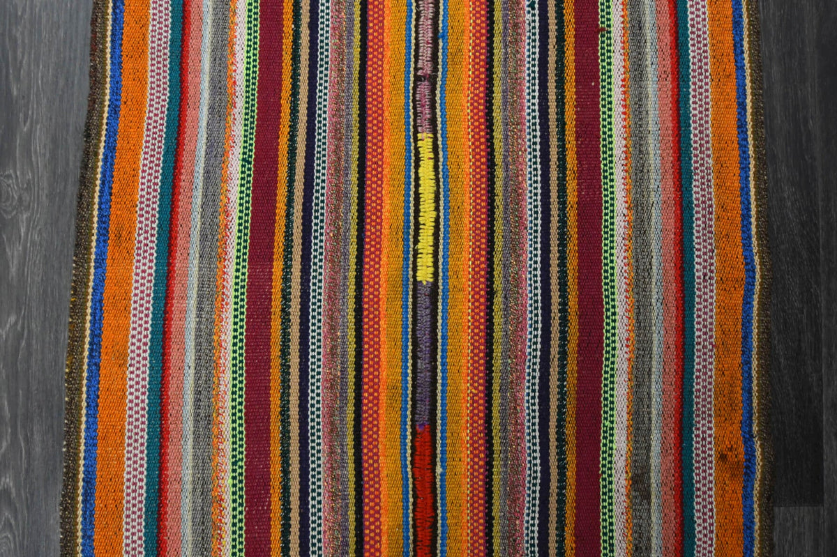 El yapımı vintage yolluk 76x216 cm oryantal desenli yün - üstten görünüm