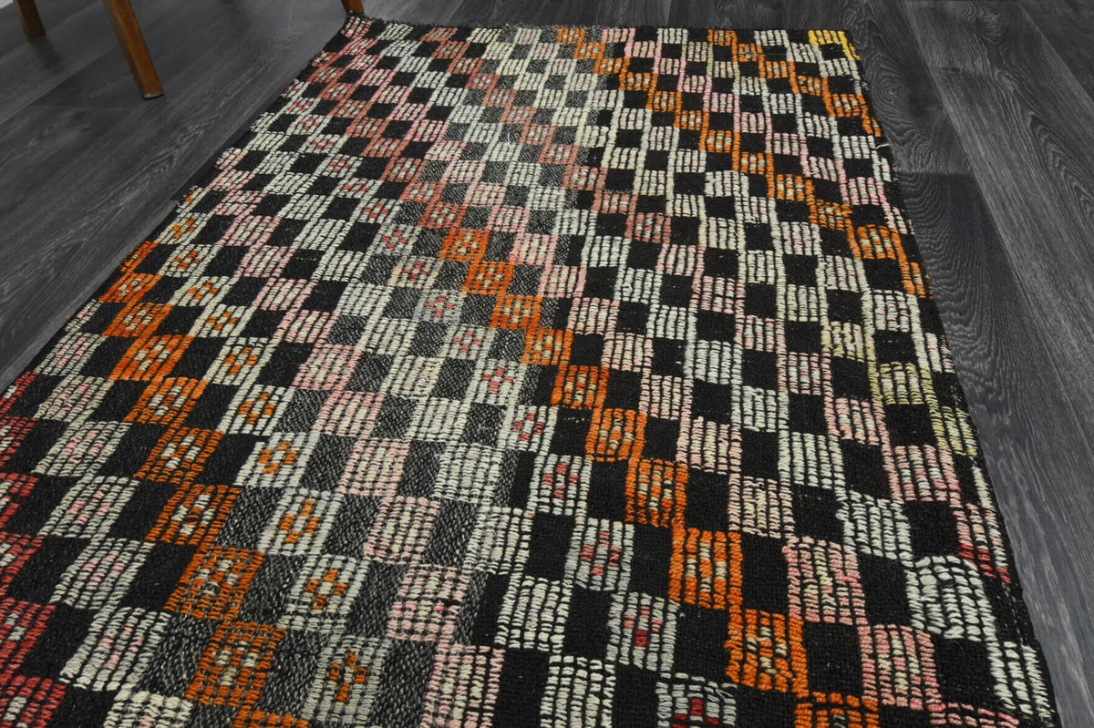 El yapımı vintage yolluk 89x246 cm i̇kat desenli yün - mekan görünümü