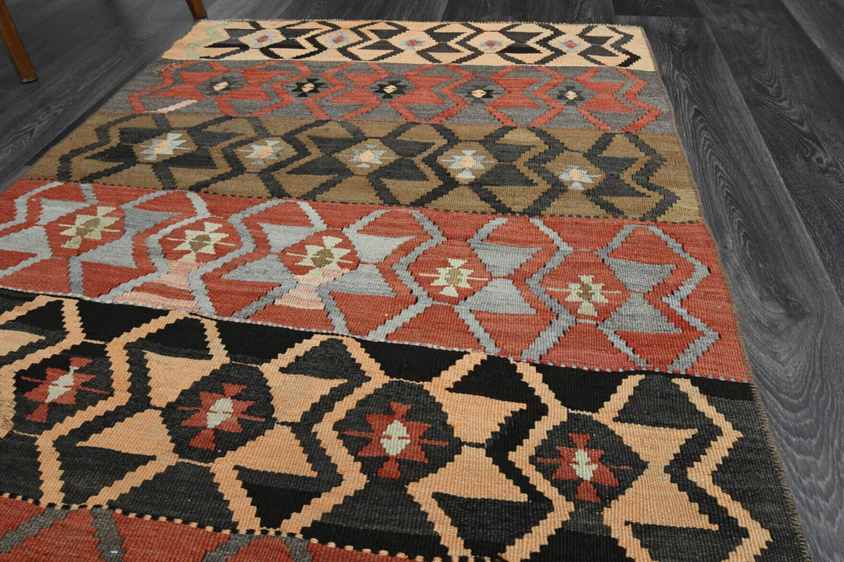 El yapımı vintage yolluk 107x257 cm i̇kat desenli yün - mekan görünümü