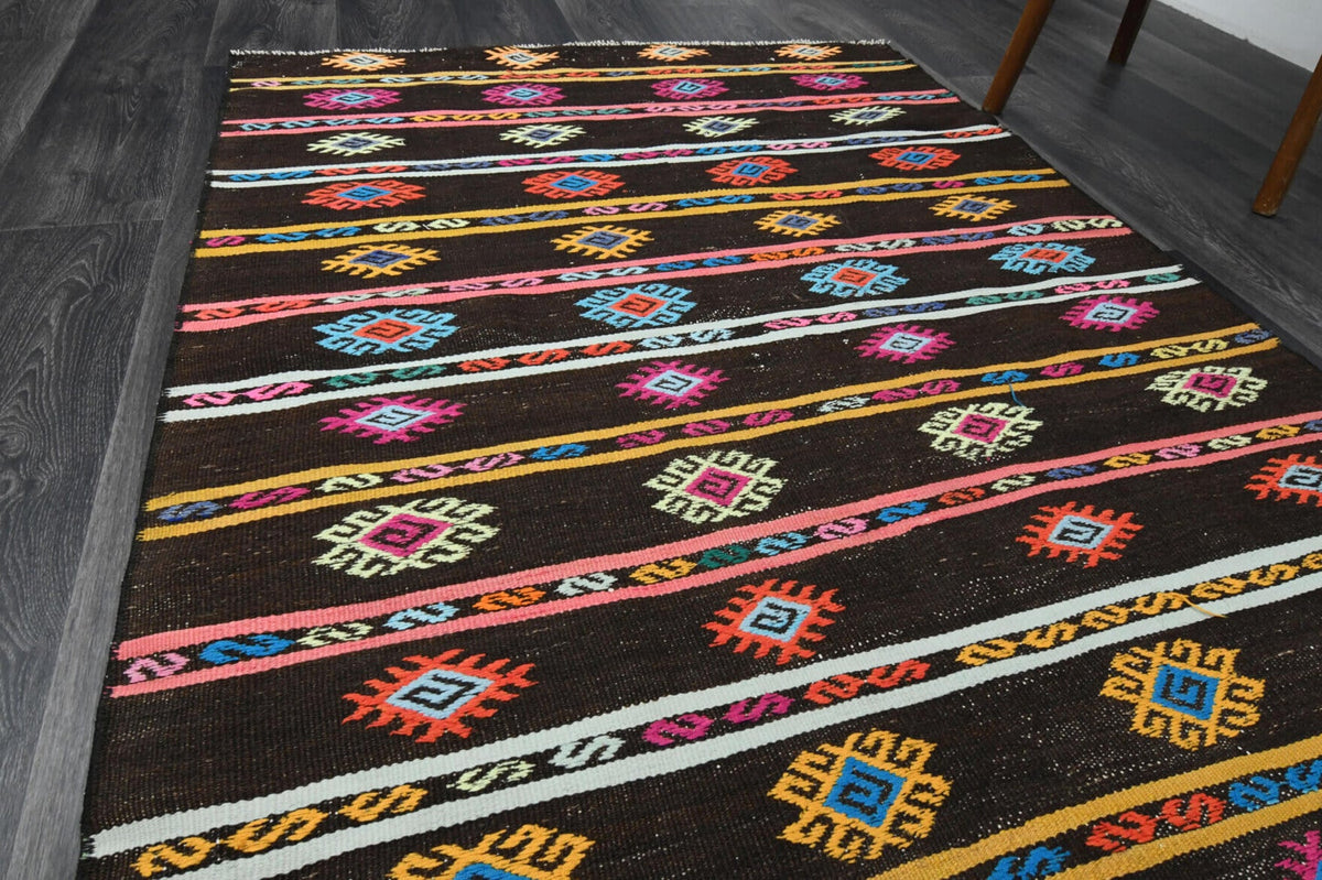 El yapımı vintage yolluk 112x325 cm i̇kat desenli yün - desen detayı