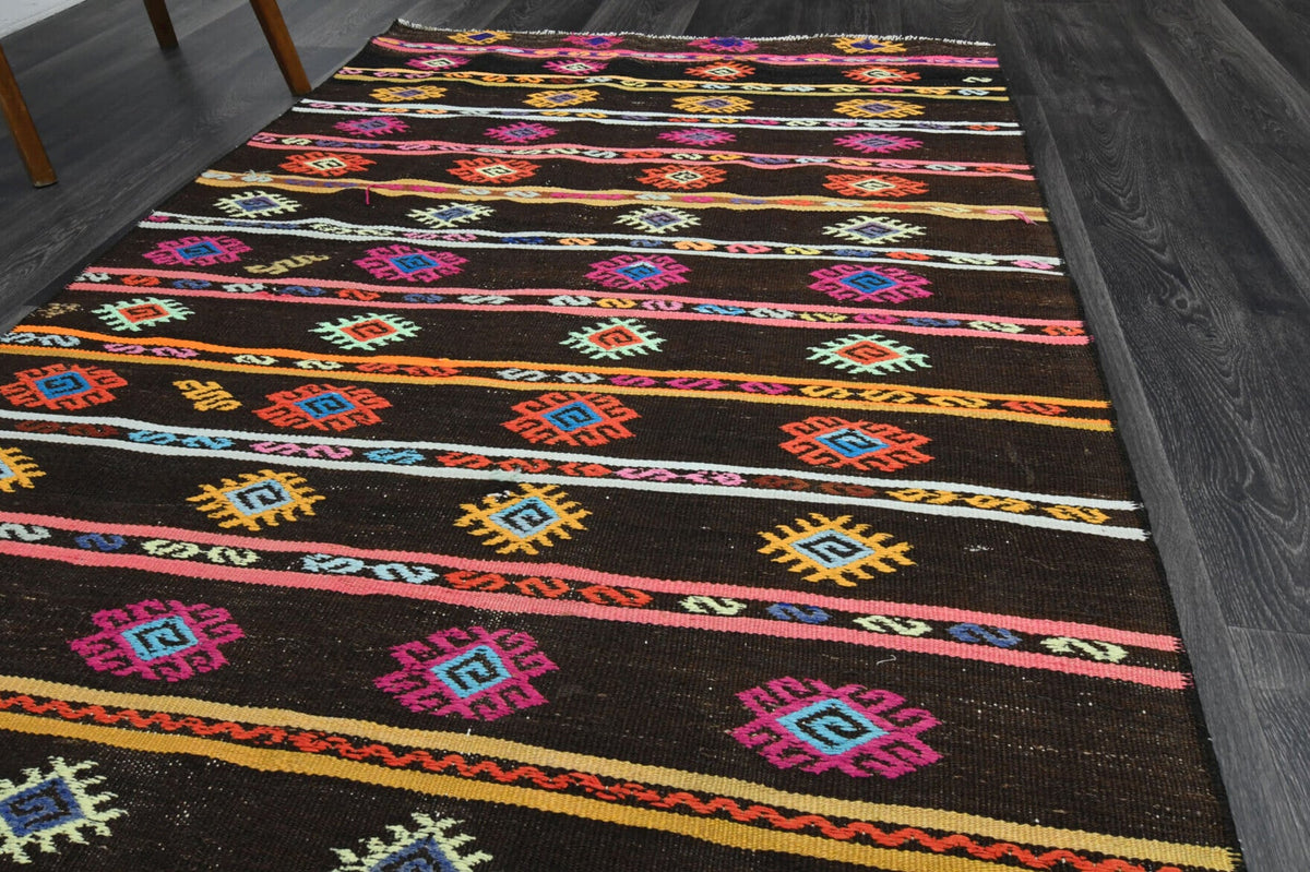 El yapımı vintage yolluk 112x325 cm i̇kat desenli yün - mekan görünümü