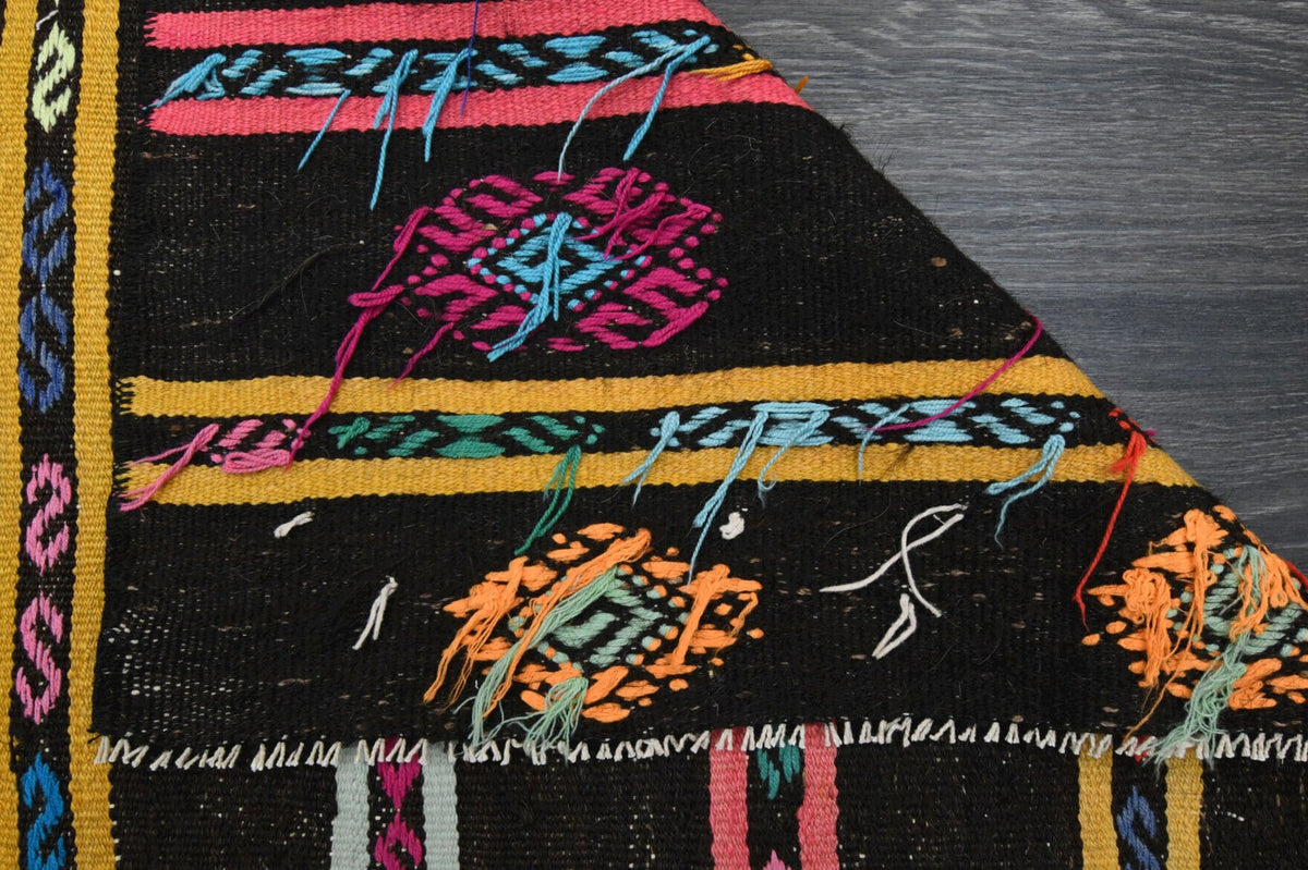 El yapımı vintage yolluk 112x325 cm i̇kat desenli yün - farklı açıdan görünüm
