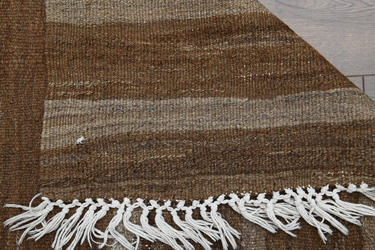 El yapımı vintage yolluk 157x340 cm çizgili desenli yün - yakın çekim doku detayı