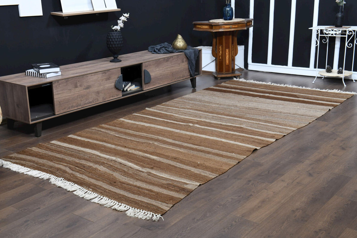 El yapımı vintage yolluk 157x340 cm çizgili desenli yün - desen detayı