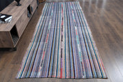 1960'lardan Anadolu kökenli çizgili vintage kilim yolluk, 133x355 cm