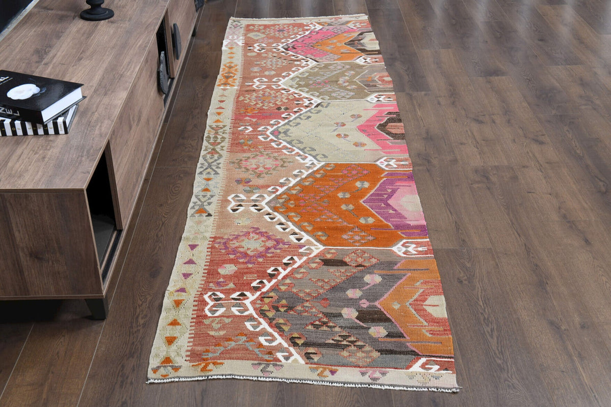 El yapımı vintage yolluk 79x284 cm oryantal desenli yün - detay görünümü
