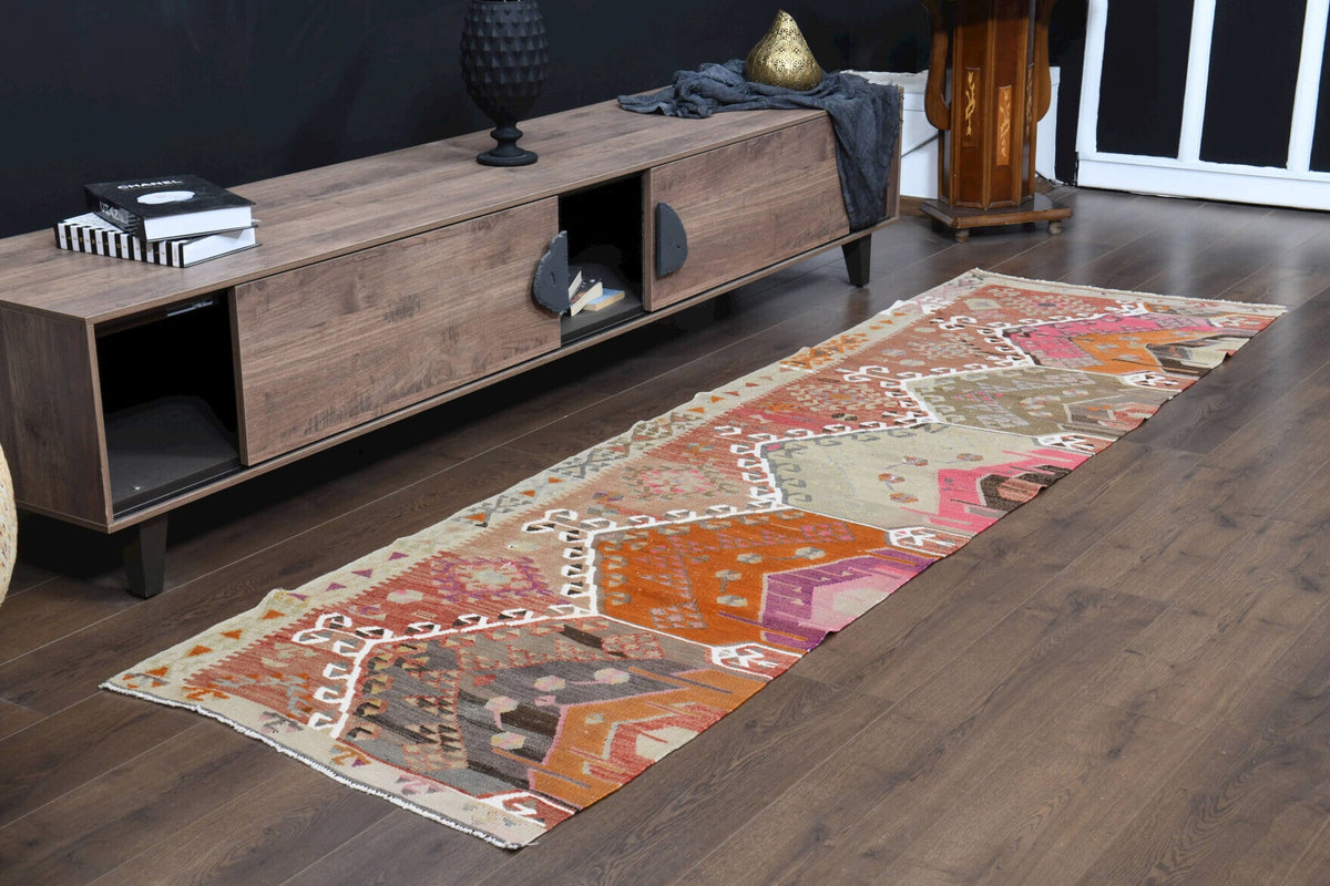 El yapımı vintage yolluk 79x284 cm oryantal desenli yün - mekan görünümü