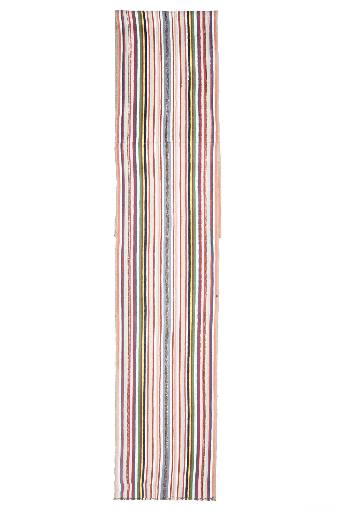El yapımı vintage yolluk 79x551 cm çizgili desenli yün - farklı açıdan görünüm