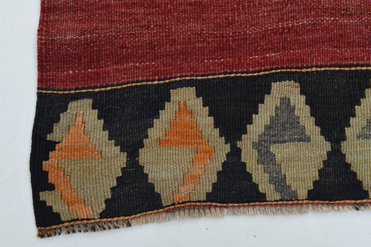 El yapımı vintage yolluk 140x353 cm geometrik desenli yün - desen detayı