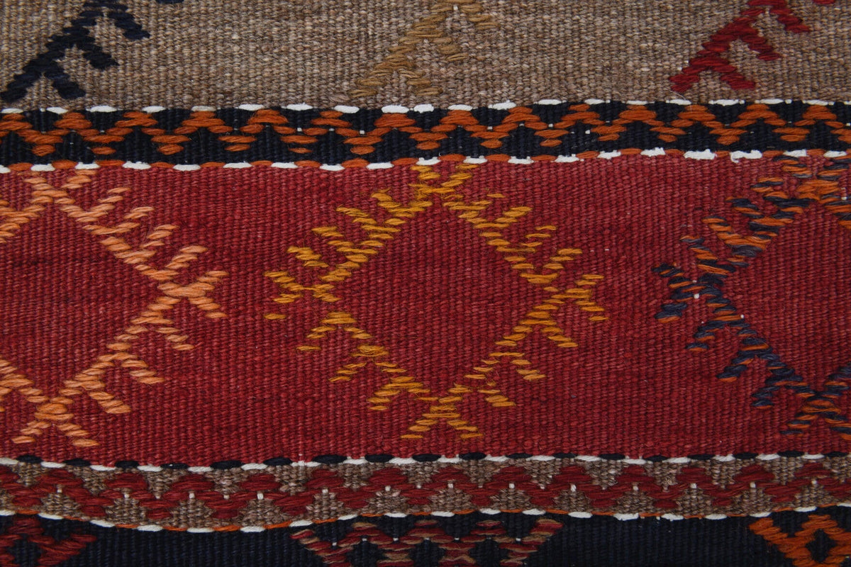 El yapımı vintage yolluk 124x381 cm çizgili desenli yün - farklı açıdan görünüm