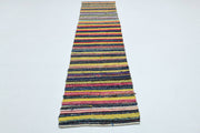 1960'lardan Anadolu kökenli çizgili vintage kilim yolluk, 65x318 cm