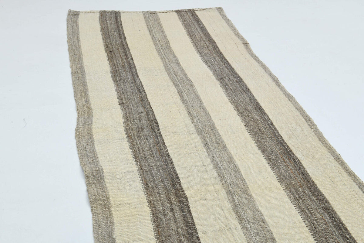 El yapımı vintage yolluk 74x422 cm çizgili desenli yün - detay görünümü